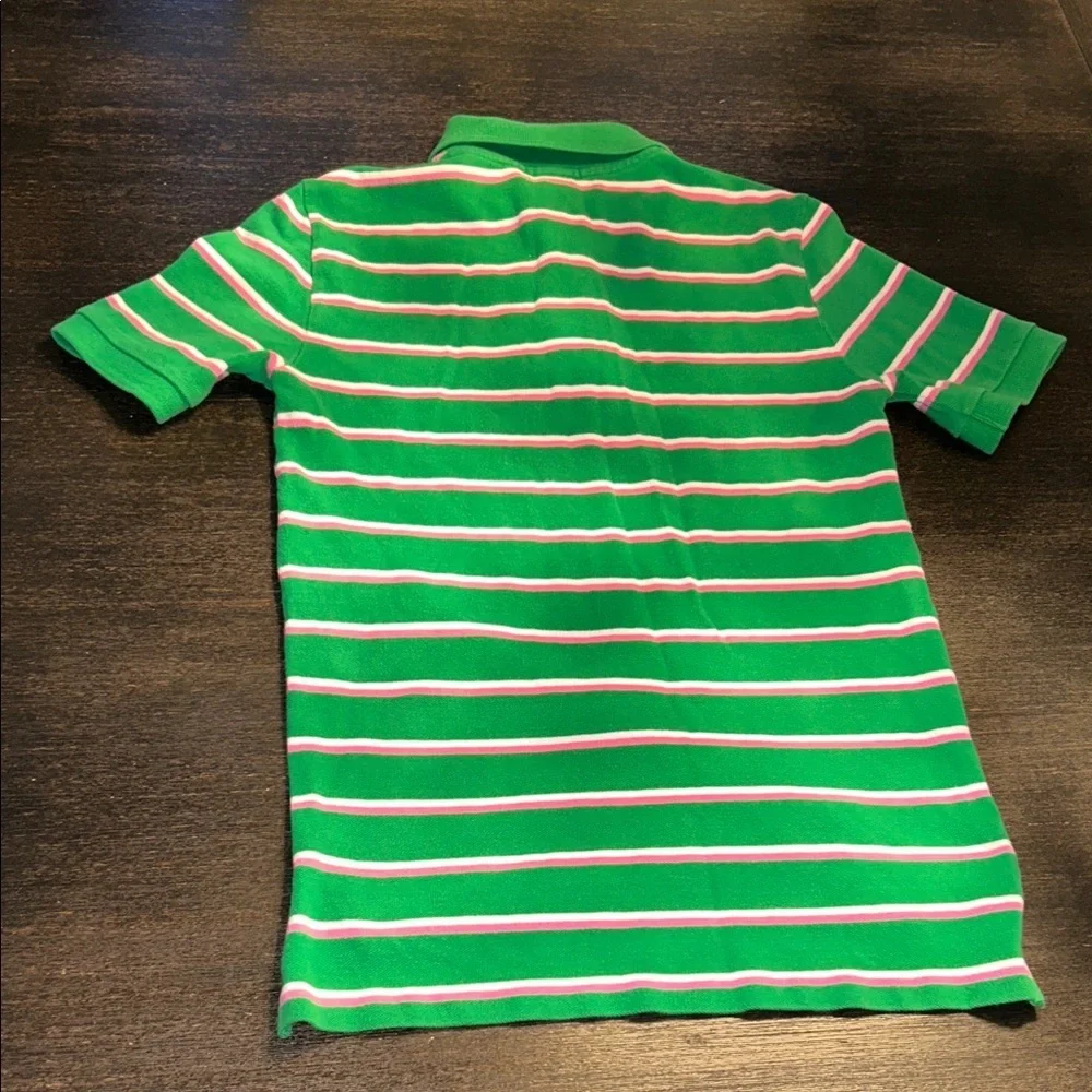 Ralph Lauren Kids Medium 10-12 Boys/Girls Polo in Green and Pink Stripes